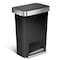 Simplehuman 45 L Rectangular Step-On Can, Black, Plastic, 19 in CW1385 - alternate 7